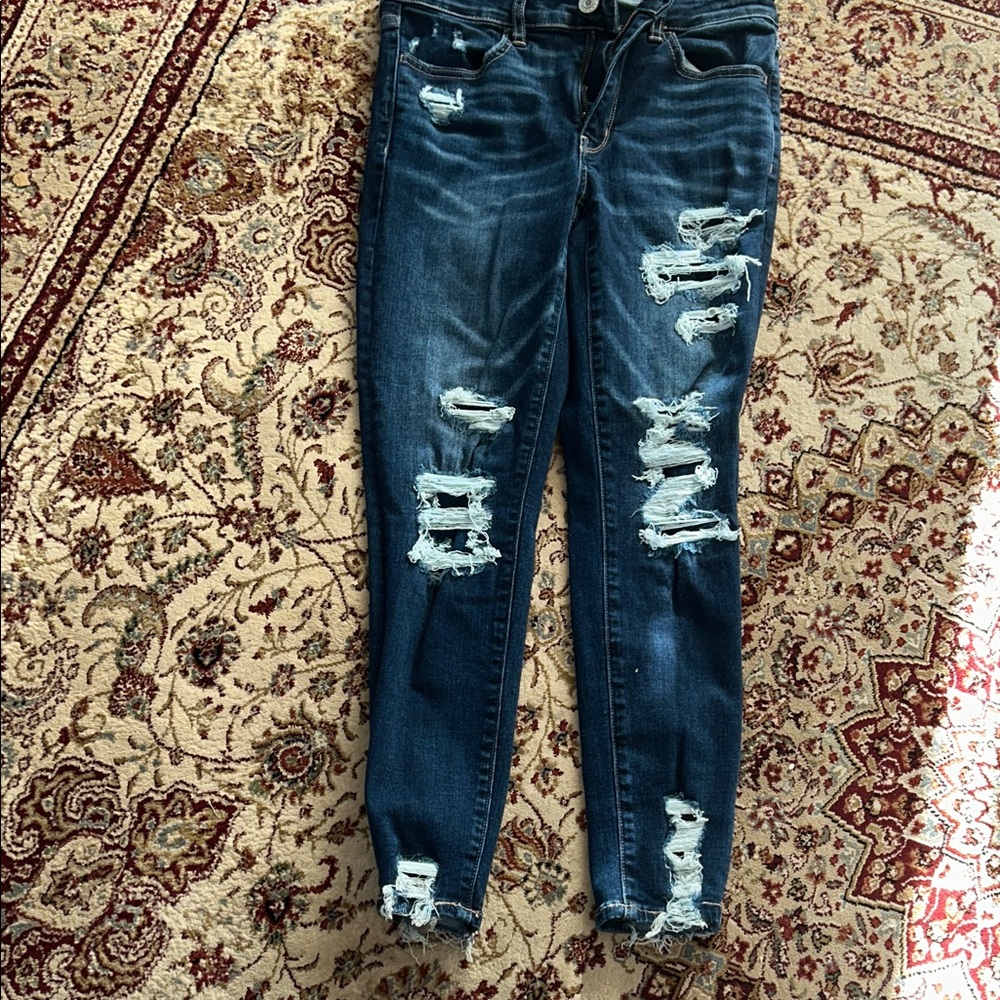 NWOT American Eagle Outfitters Ripped Dark Blue Skinny Jeans